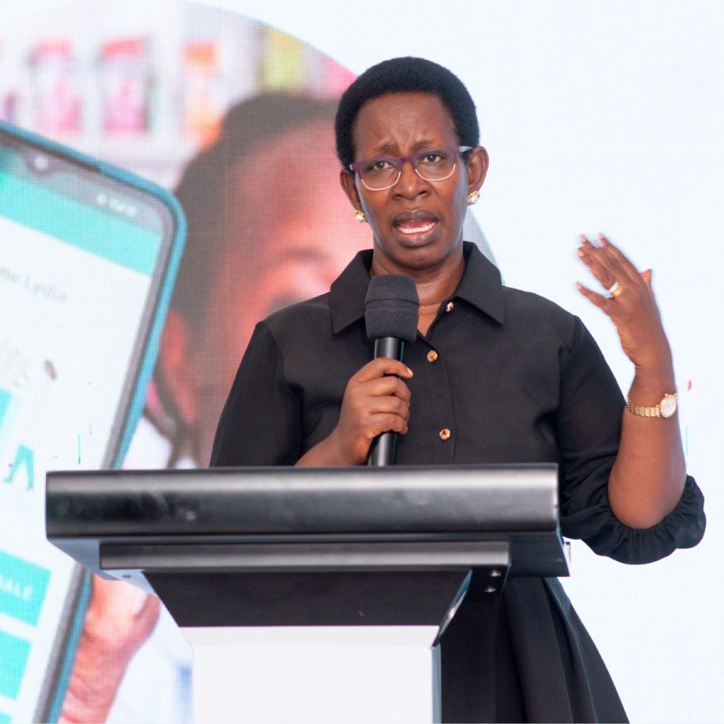 Dr. Diana Atwine at the AMDIS launch, Kampala, October 2025